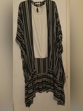 Mustard Seed Navy and White Striped Open Kimono